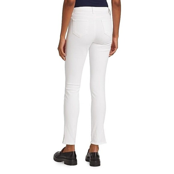 L’AGENCE Josie High Rise Skinny Jeans Size 25 White Women’s Split Side Hem NWOT - Picture 2 of 9